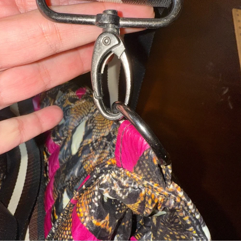 Think Royln Quilted Puffer Tote Bag Pink Black Brown Snake Print New (No Tags) - Picture 9 of 9